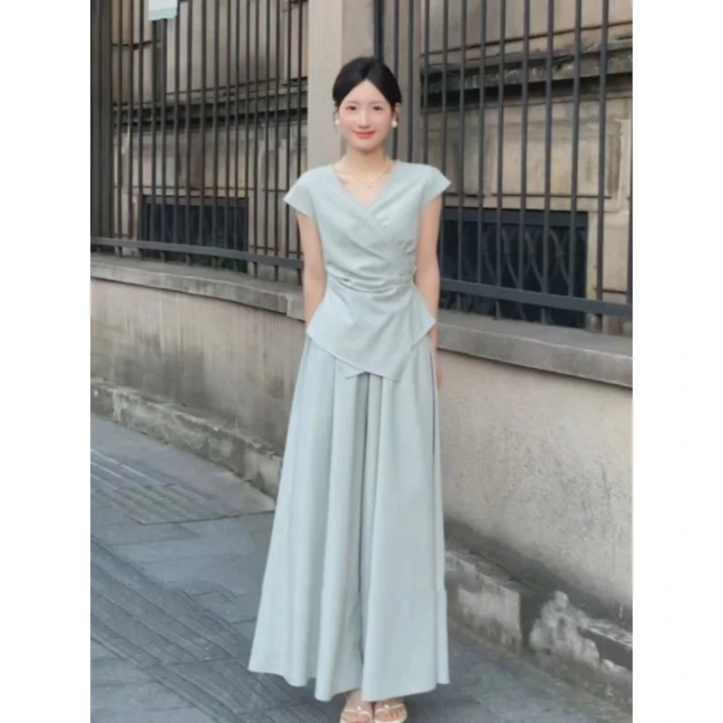 御姐轻熟风不规则上衣套装女夏季气质韩版高级感a字半身裙两件套