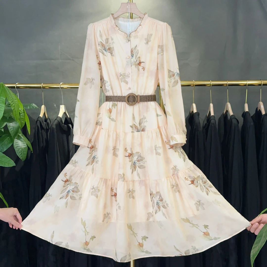 现货【RG5506】2025年新款时尚夏季复古国风优雅收腰显瘦法式连衣裙