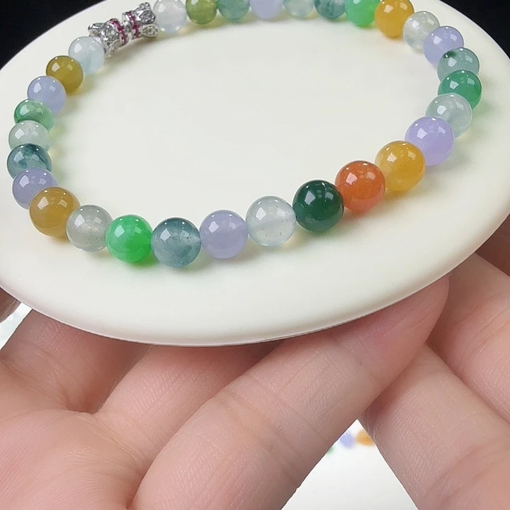 翡翠未镶嵌手串多宝色手串