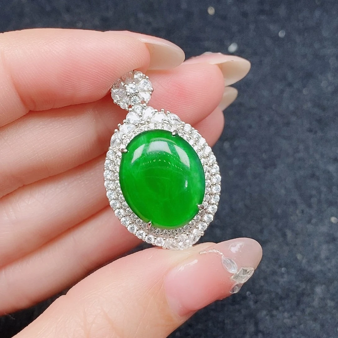 颈饰银S925镶嵌翡翠翡翠