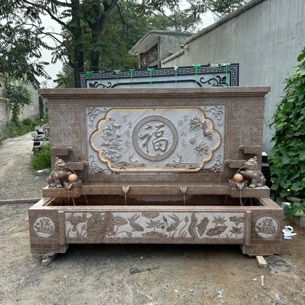 花岗岩材质石雕流水影壁墙庭院园林装饰摆件