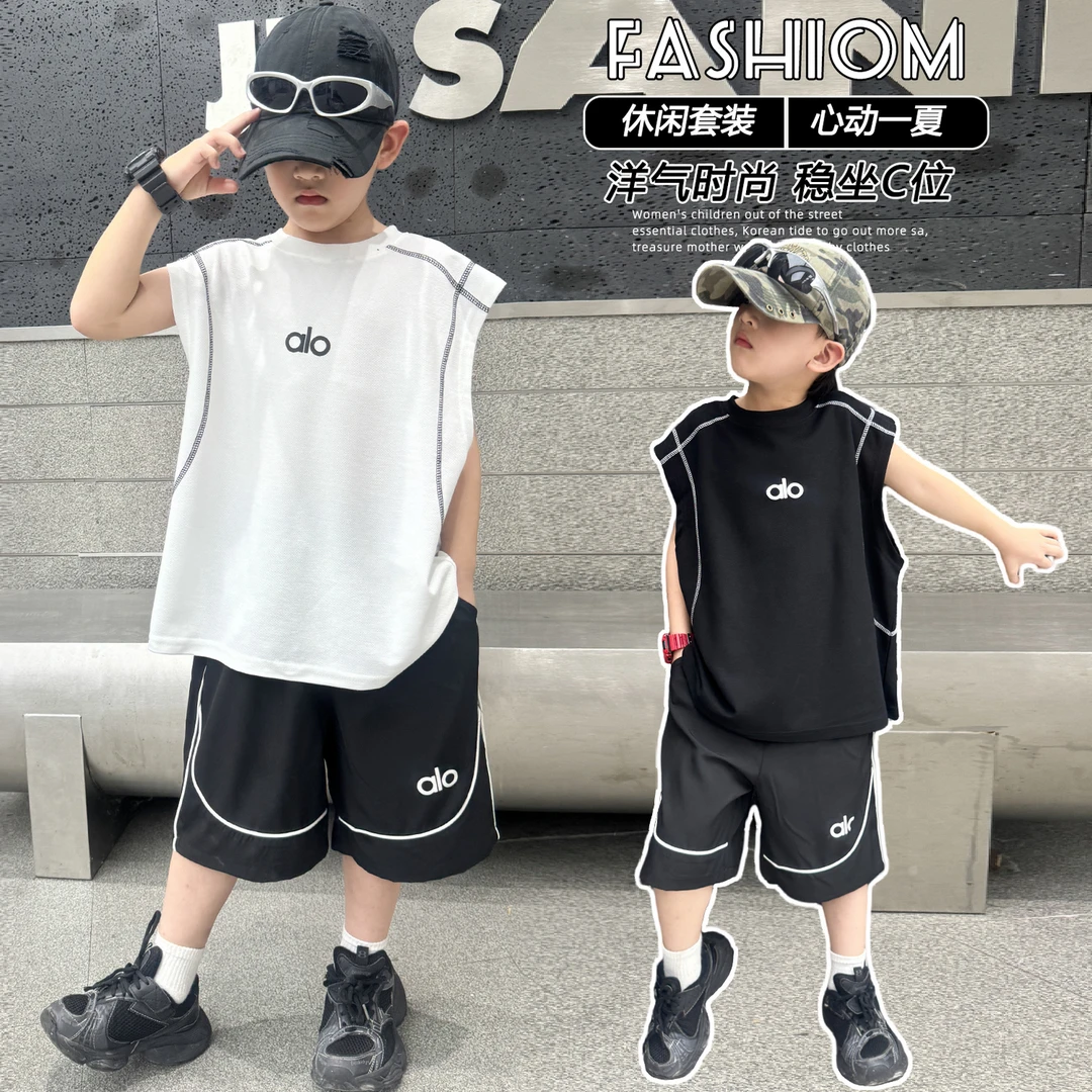 【130-180】男童夏季新款休闲背心套装&KN2587无袖套装