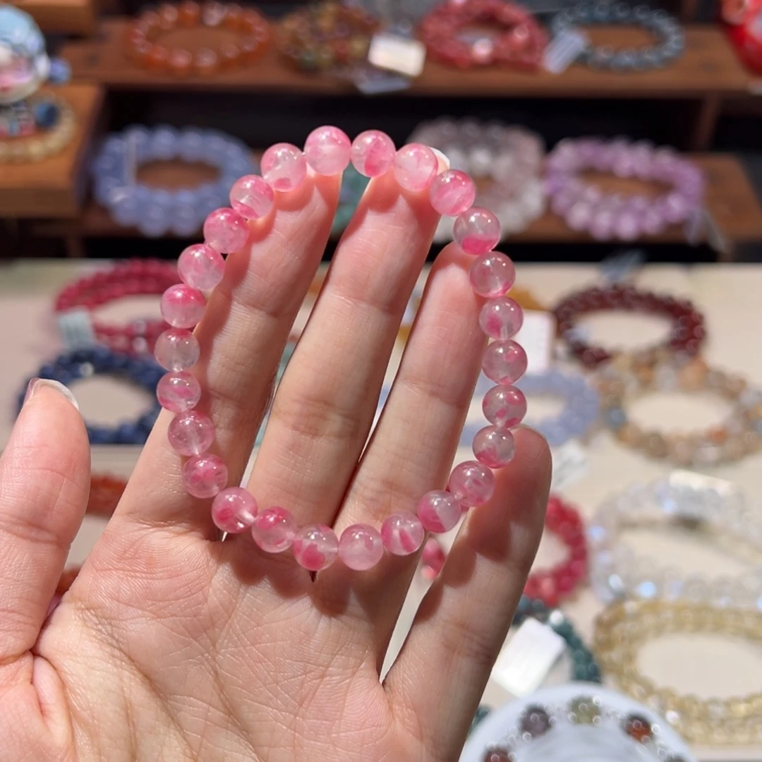 石英质玉未镶嵌手链7m福利漏克价粉色樱花雨