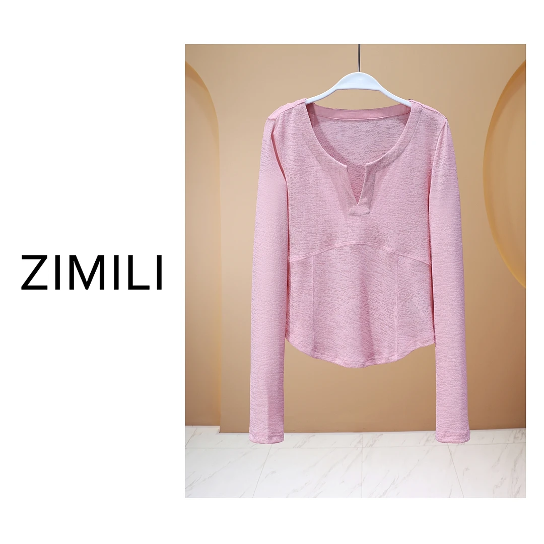 【亮哥女装】2025欧版新品《余韵》香槟粉鱼骨收腰高弹打底7897