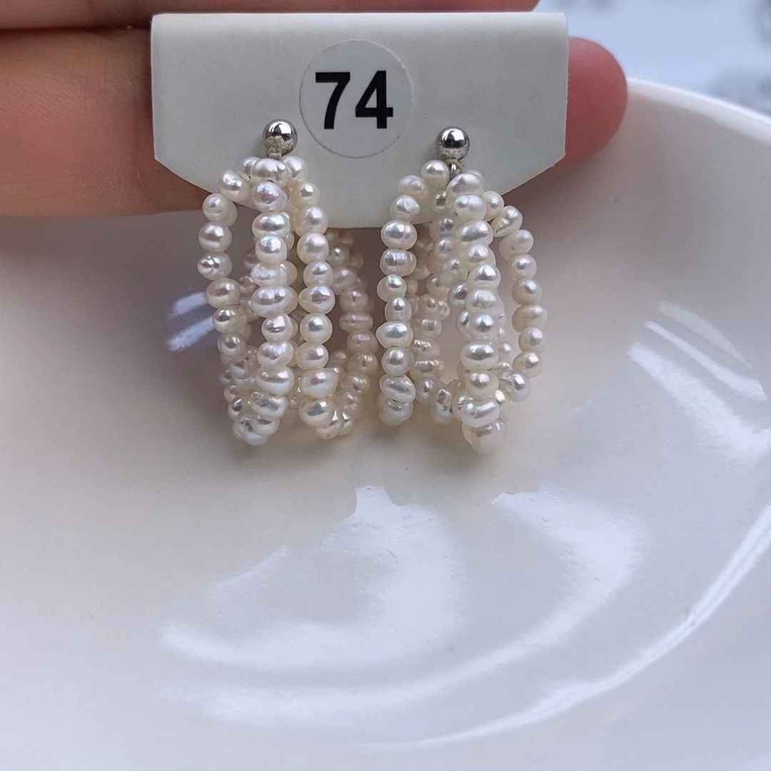 淡水珍珠耳饰银S925镶嵌