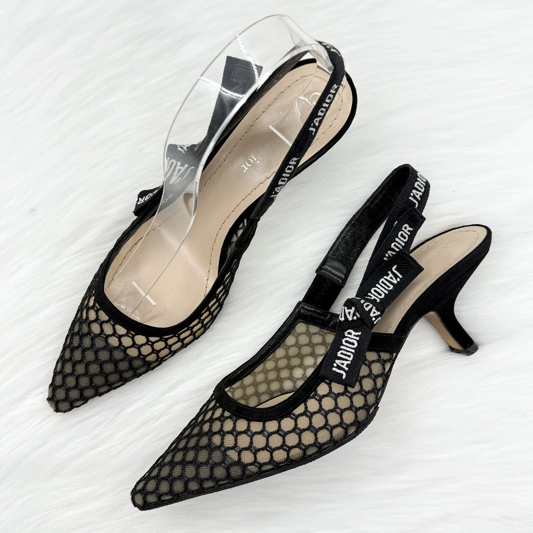 99新 DIOR/迪奥 J'Adior 小羊皮网纱高跟鞋 37码 公价1.2w j9004