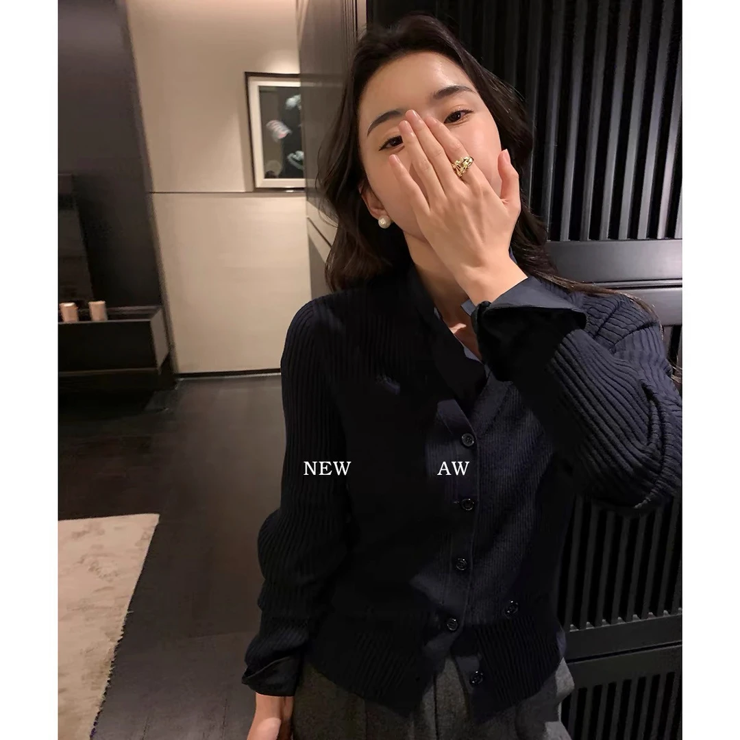 【米白色】开衫外套2825超柔软新款高品质V领上衣