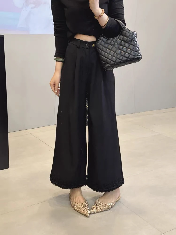 妮妮家1111夏季新款韩版洋气时尚气质轻奢花边休闲裤