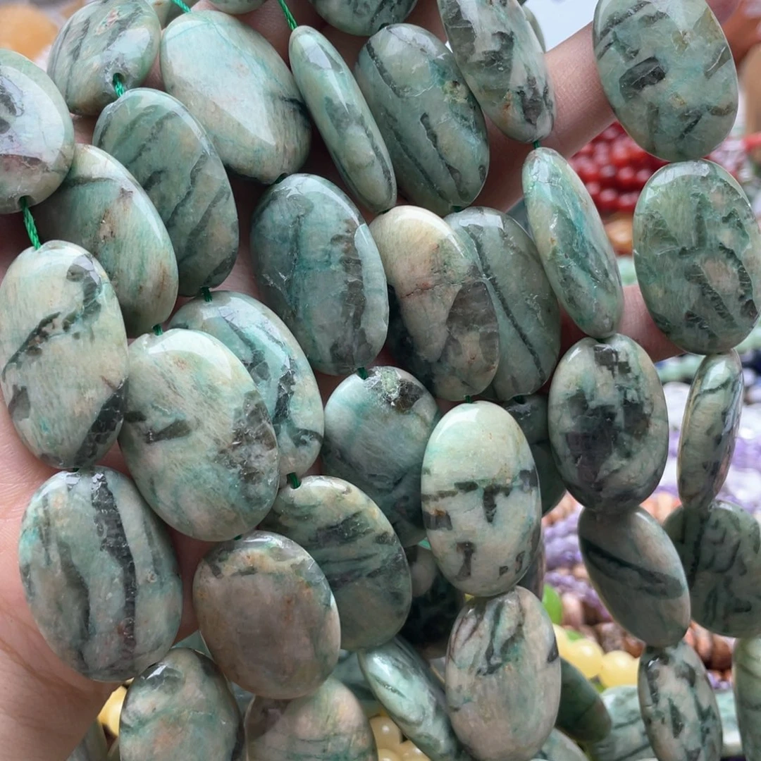 玛瑙/玉髓合金珠宝半成品一条装19*29虎斑石椭圆片