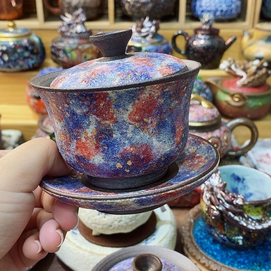 志野柴烧古喜茶器