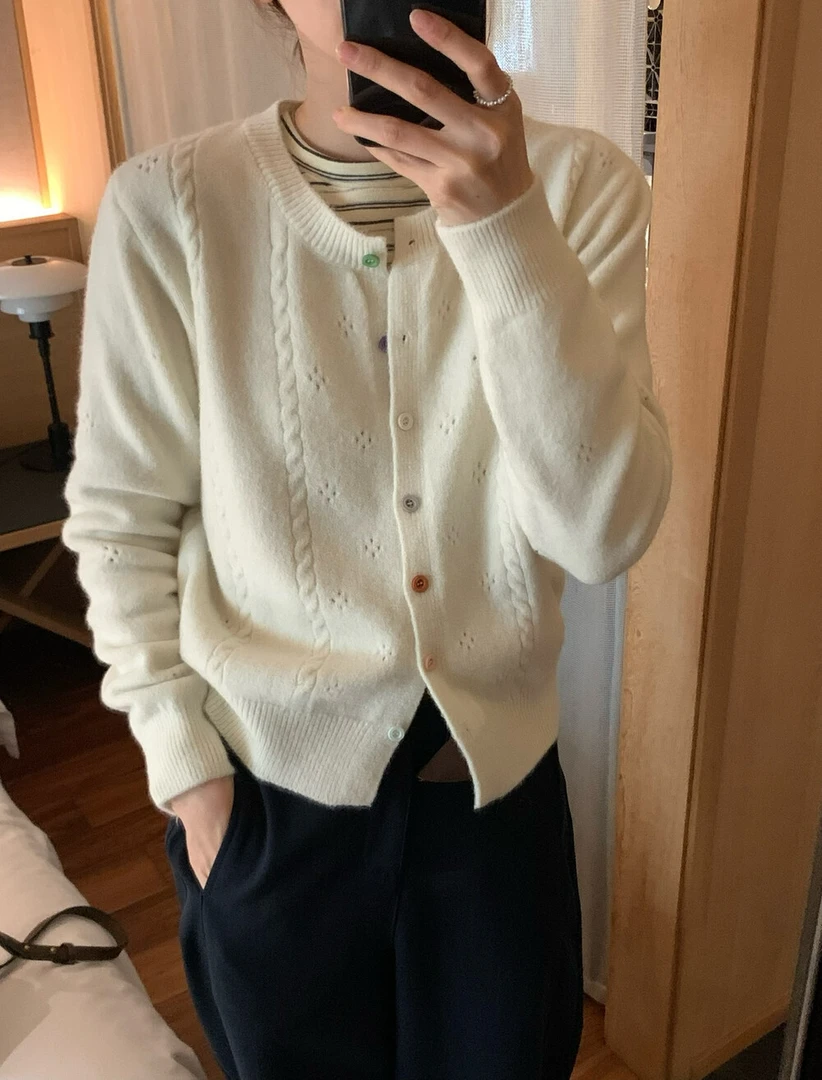 XUANYAN瑄颜韩版ins潮休闲简约麻花彩扣宽松柔软保暖毛衣7085