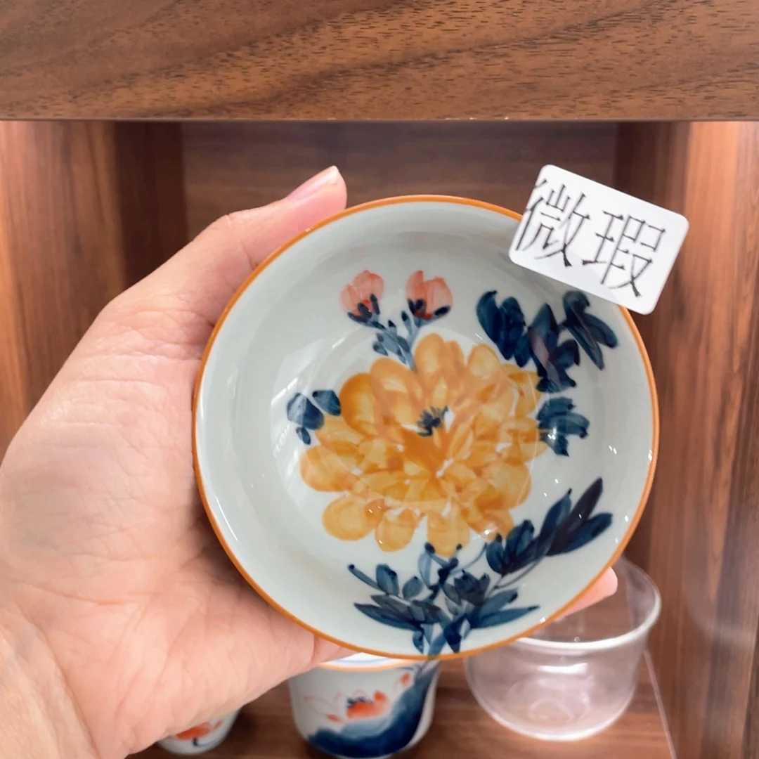 釉下手绘茶具微瑕