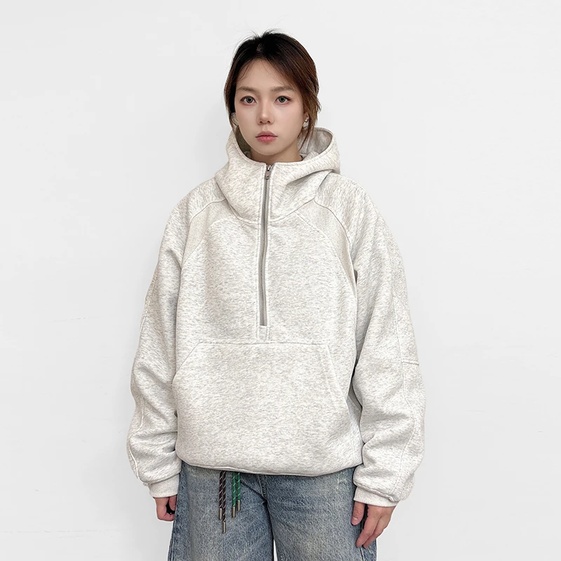 美式街头420g连帽卫衣男女宽松短宽cleanfit2025春款小众设计上衣