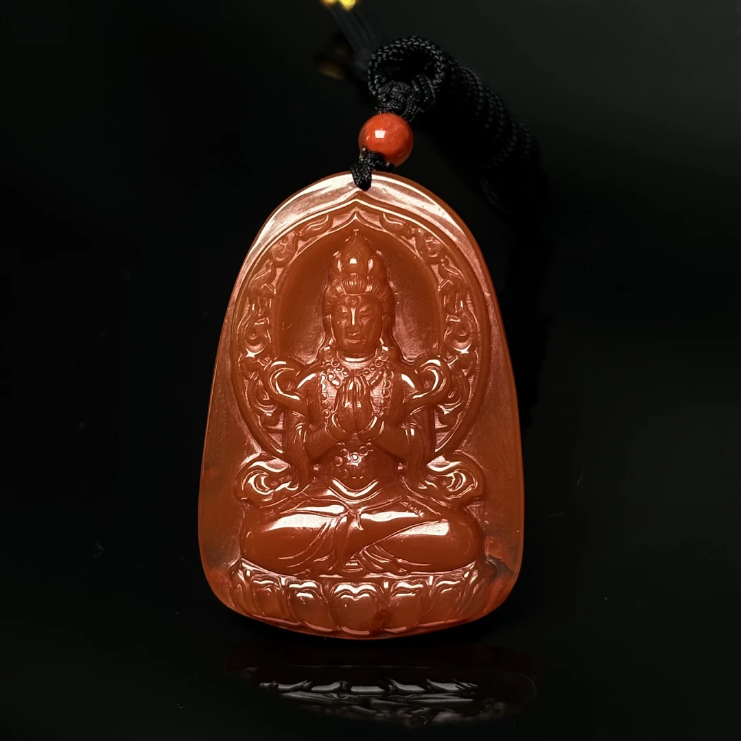 712026#南红玛瑙精雕观相吊坠 百搭时尚经典手工雕刻挂坠