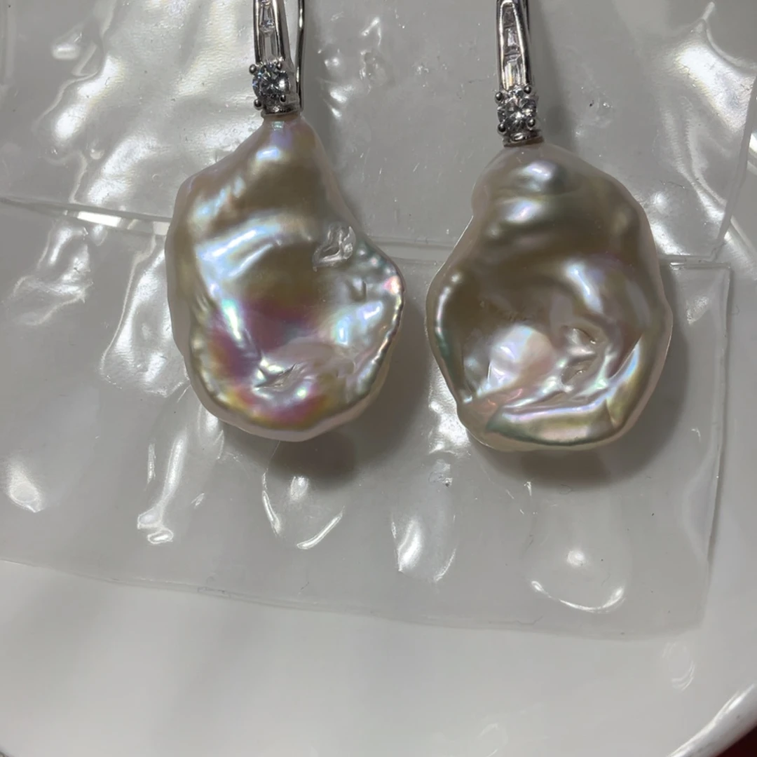 银S925镶嵌淡水珍珠耳饰