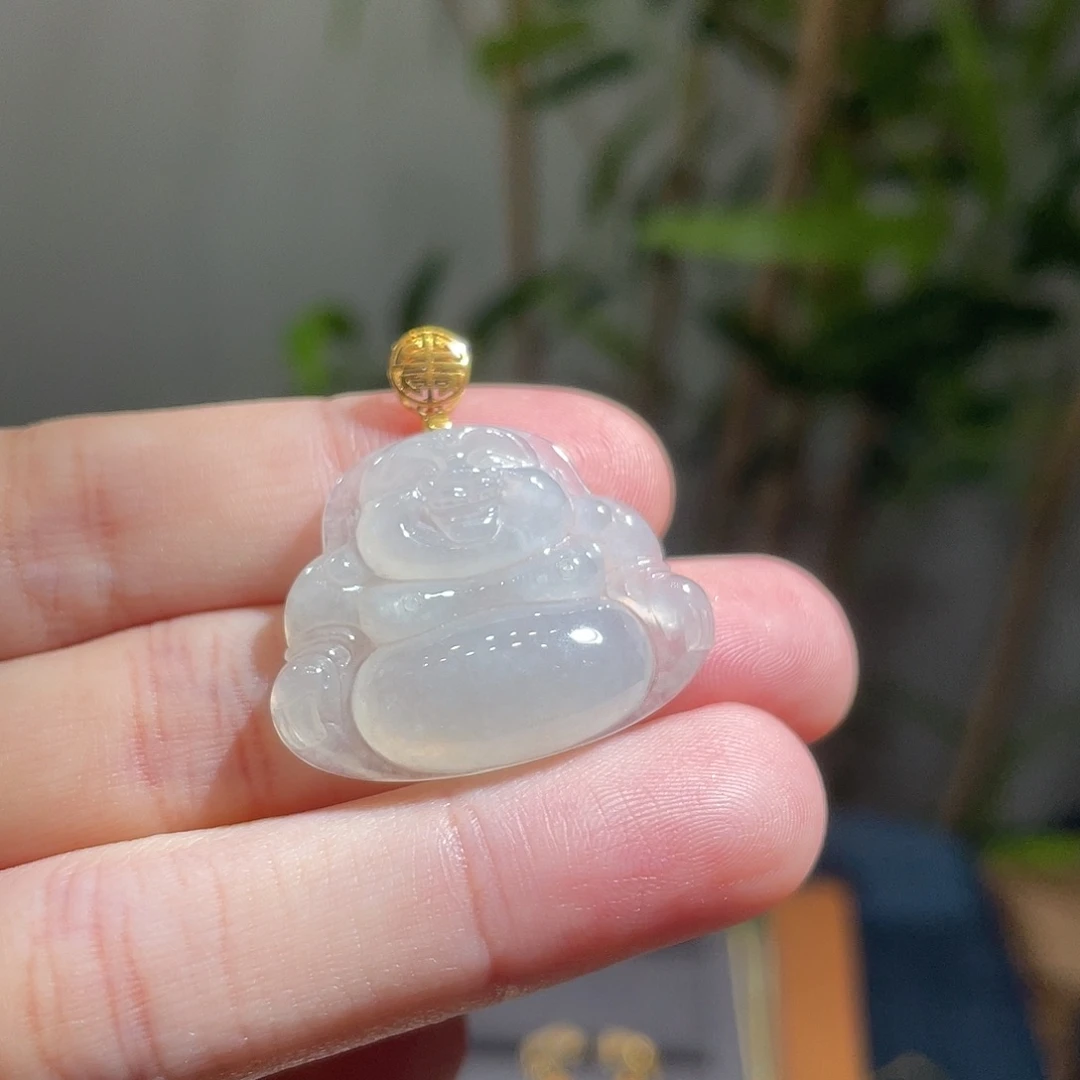 吊坠(不含链)18K金镶嵌翡翠佛公