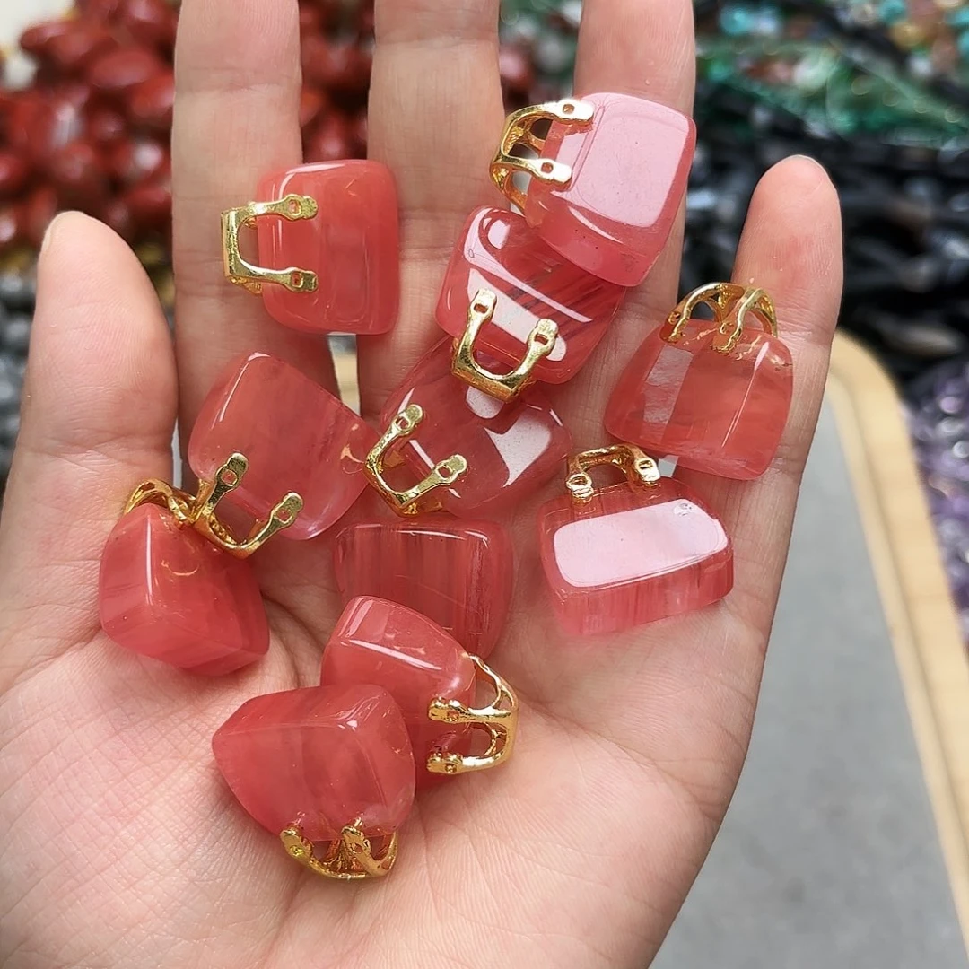 未镶嵌玛瑙/玉髓珠宝半成品西瓜晶包包一颗