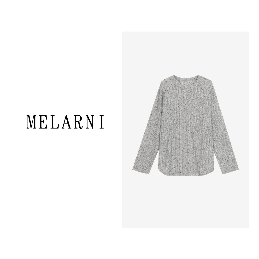 【MELARNI】长袖时尚休闲宽松设计师圆领提花套头MLN11685