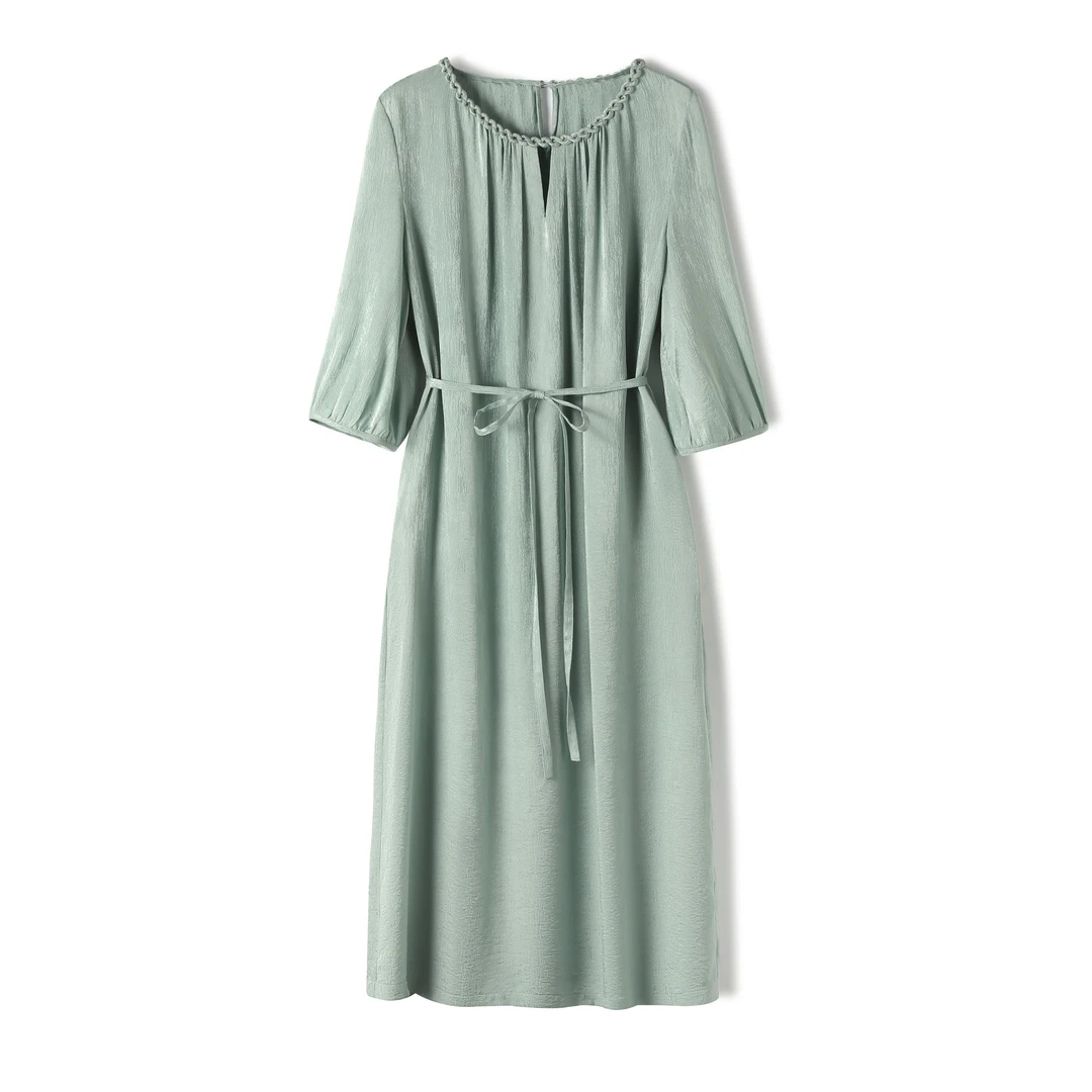 【桑蚕丝大W】25年夏季新款麻花领桑蚕丝连衣裙