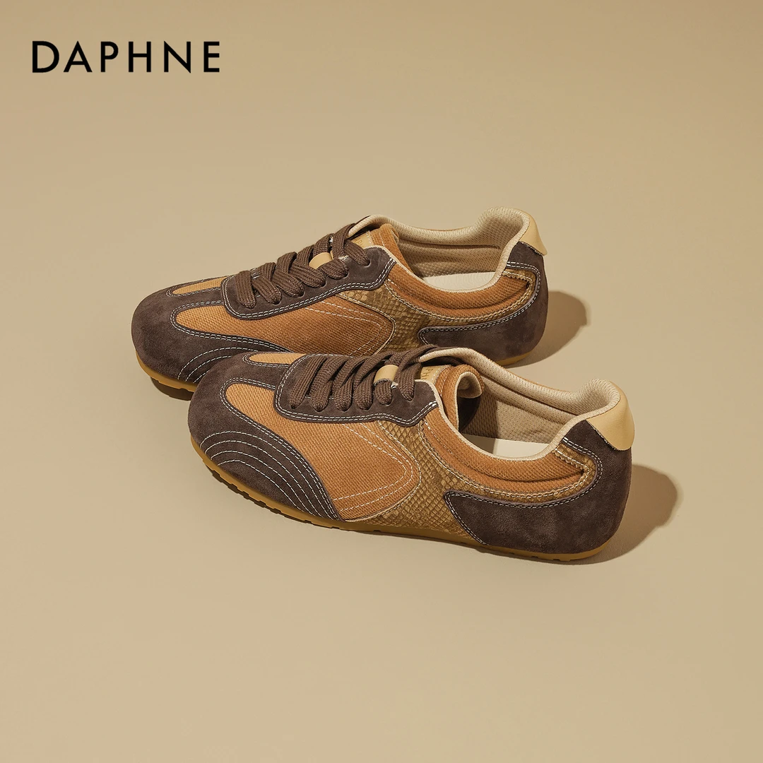 达芙妮复古德训鞋女2025秋季新款软底不累脚轻便休闲鞋百搭阿甘鞋