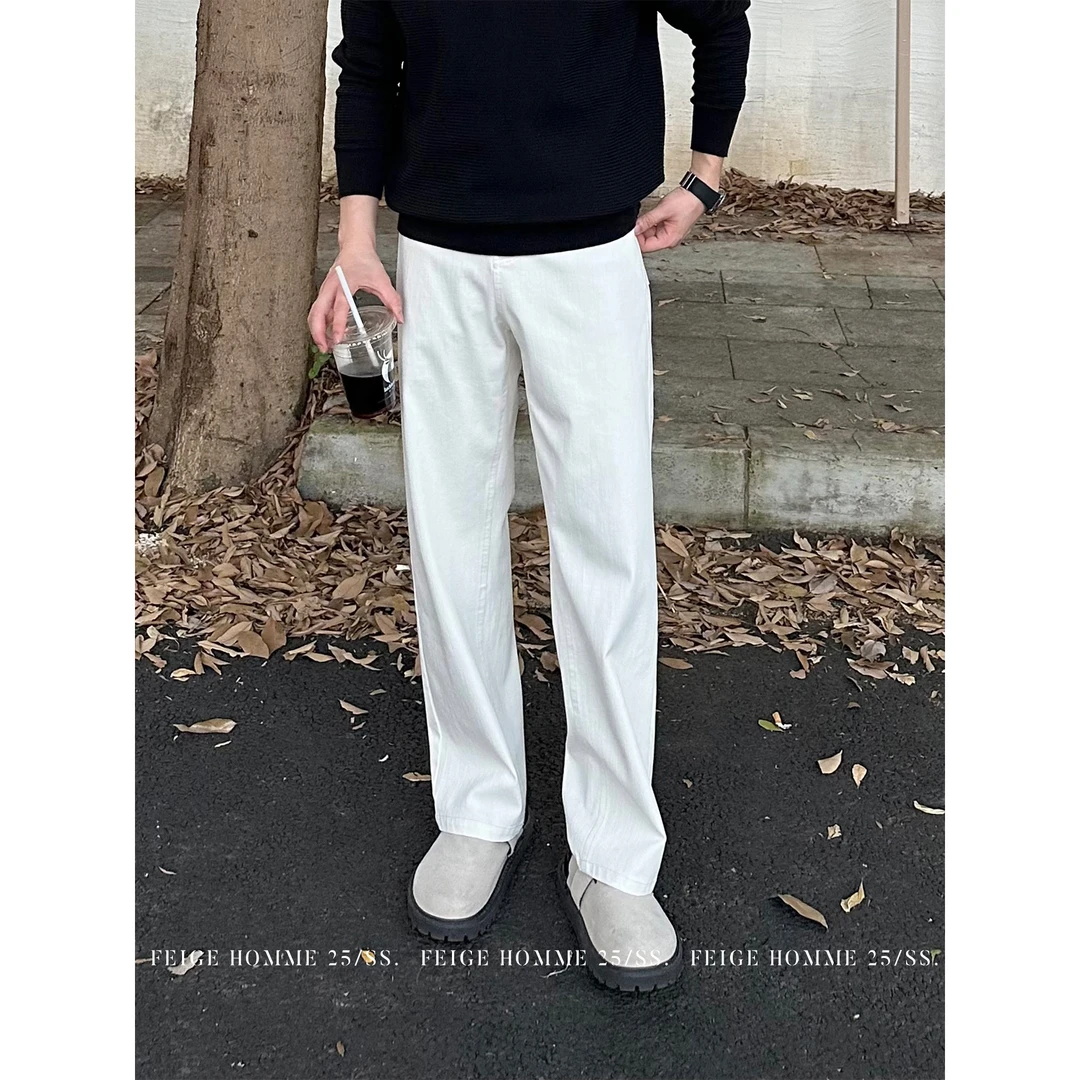 秋季系列/cleanfit极简肌理感百搭通勤休闲水洗中直筒牛仔裤#5928