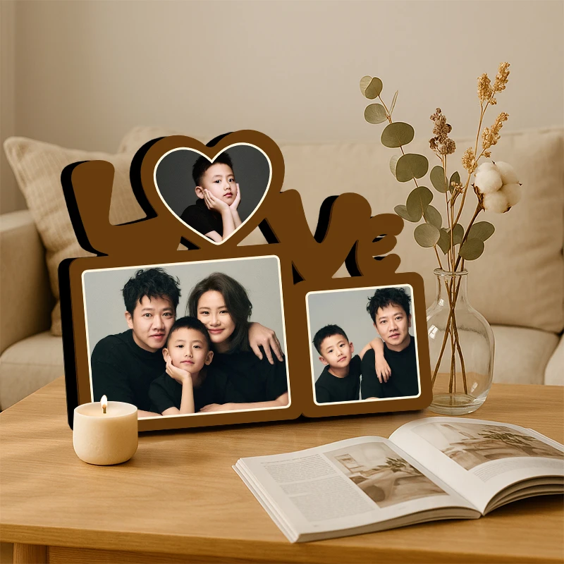 【LOVE三宫格】相框摆台定制儿童宝宝洗照片打印做成水晶框摆件制作