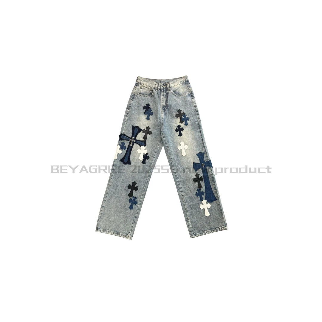 【九亿】迈阿密直筒复古水洗牛仔裤情侣宽松百搭高街时尚潮流美3756