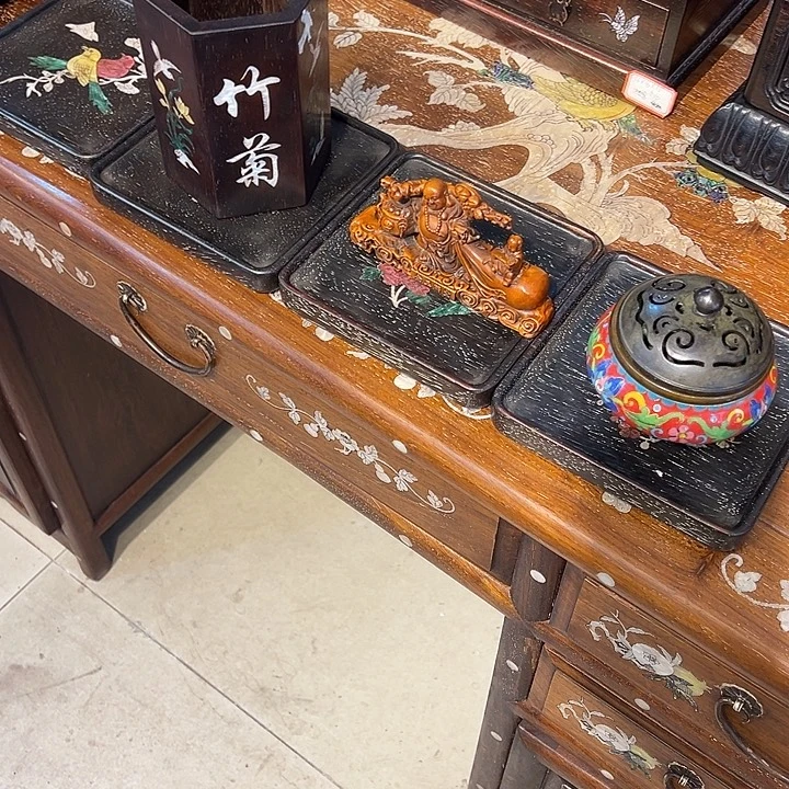 清***影木紫檀笔筒香炉黄杨木摆件茶杯