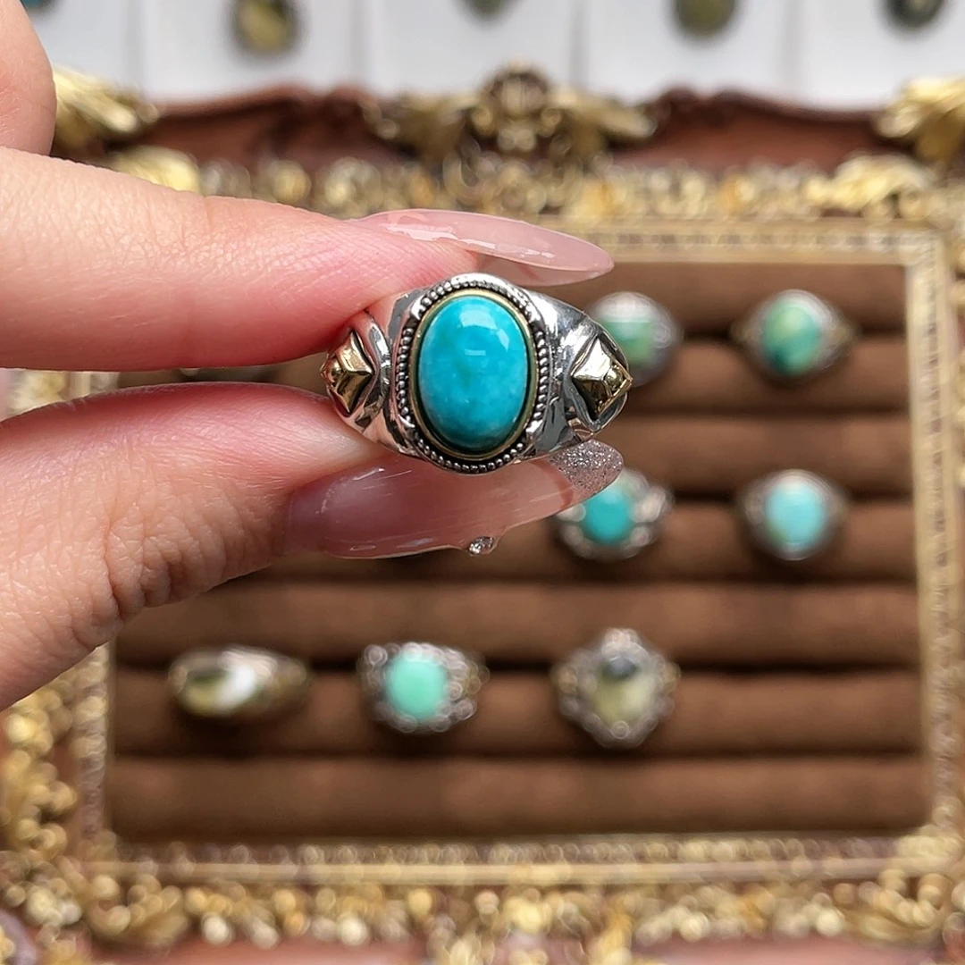 绿松石银S925镶嵌戒指