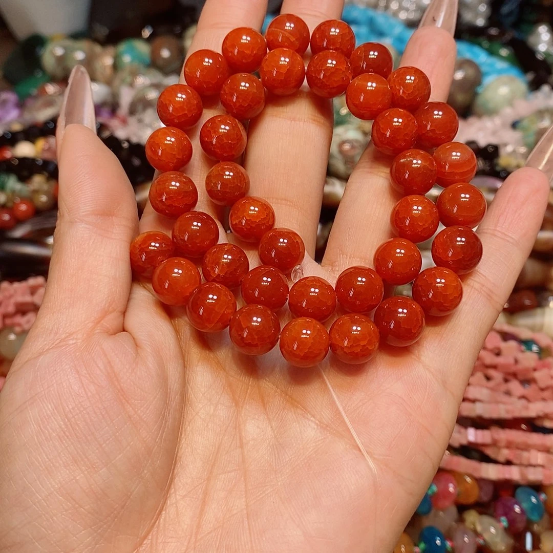 玛瑙/玉髓散珠天然红玛瑙龙鳞一条10mm