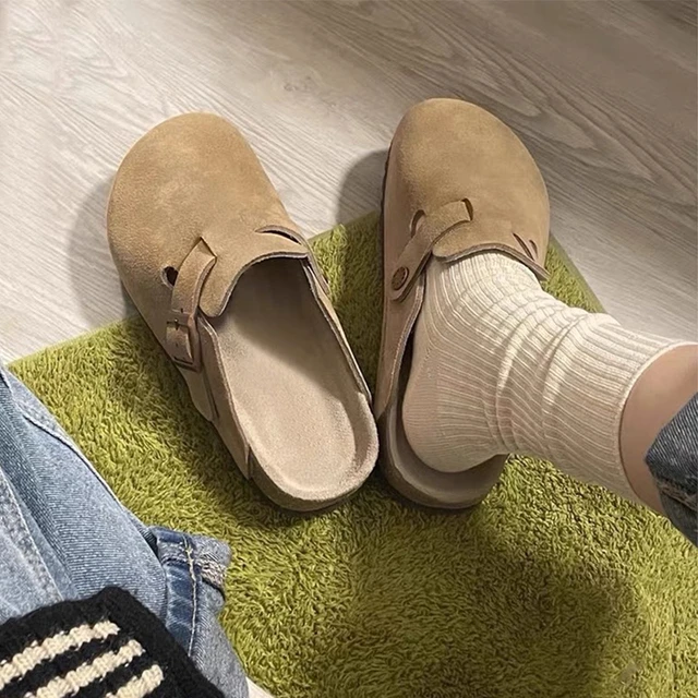 勃肯鞋女2025年新款春季厚底外穿博肯包头半拖鞋休闲一脚蹬懒人鞋