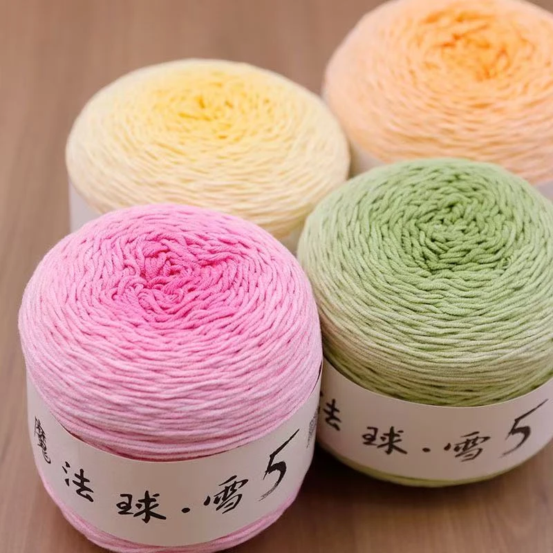 【主播推荐】雪妃尔5股魔法球长段染渐变色牛奶棉手工玫瑰花毯子