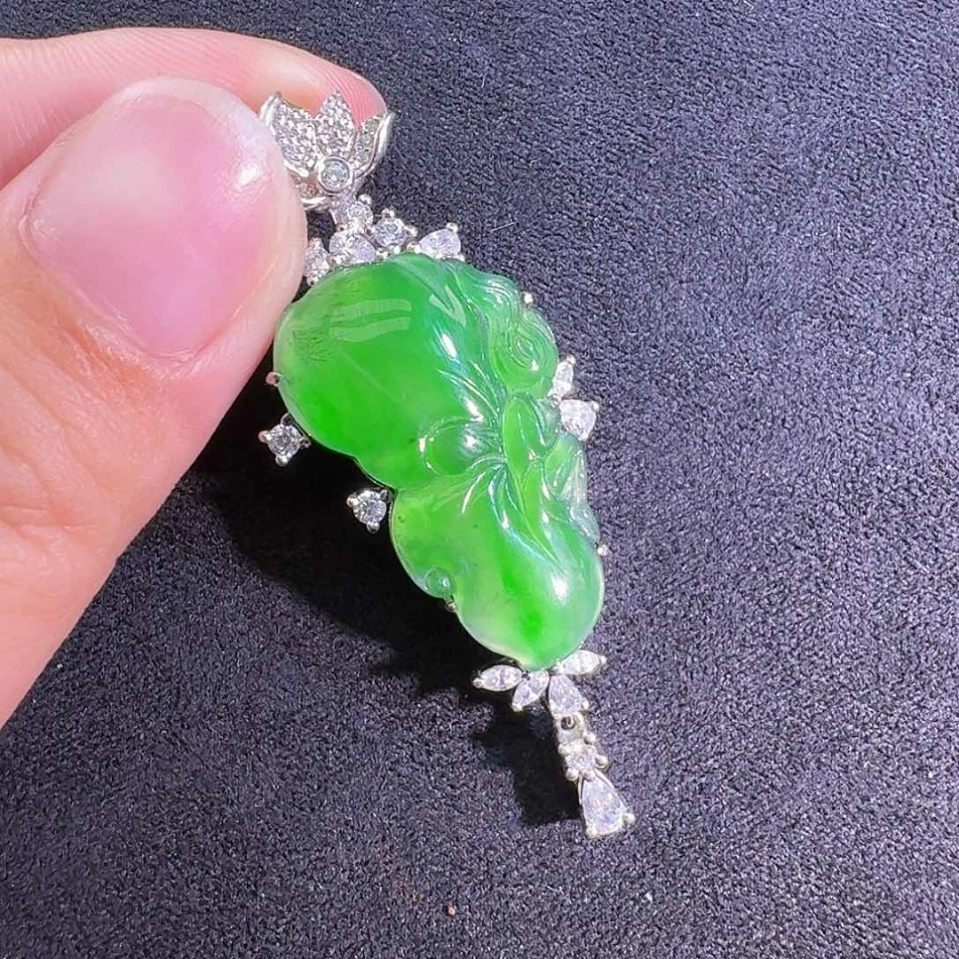 翡翠银S925镶嵌吊坠(不含链)花仙子