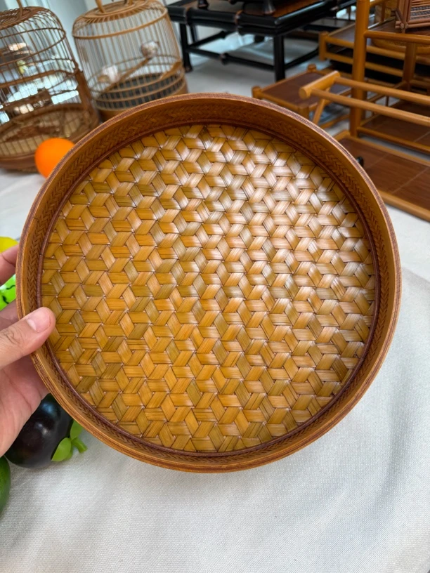 中式竹编茶点盘点心零食日式编织托盘水果盘果篮大号筐盒