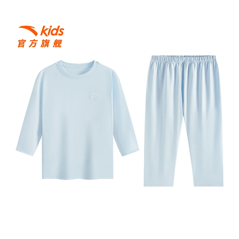 安踏儿童男女童针织套装2025新款透气亲肤青少年四季居家休闲套装