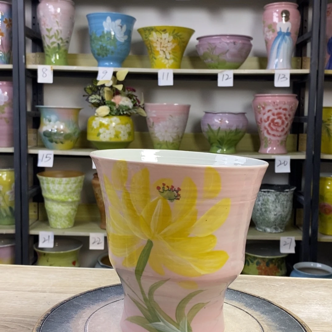 景德镇手工手绘陶瓷花盆