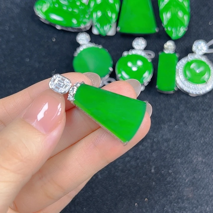 翡翠银S925镶嵌吊坠(不含链)