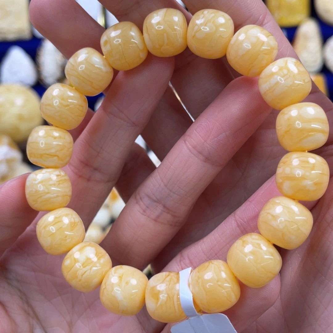 蜜蜡裸石未镶嵌琥珀蜜蜡手串卡12mm