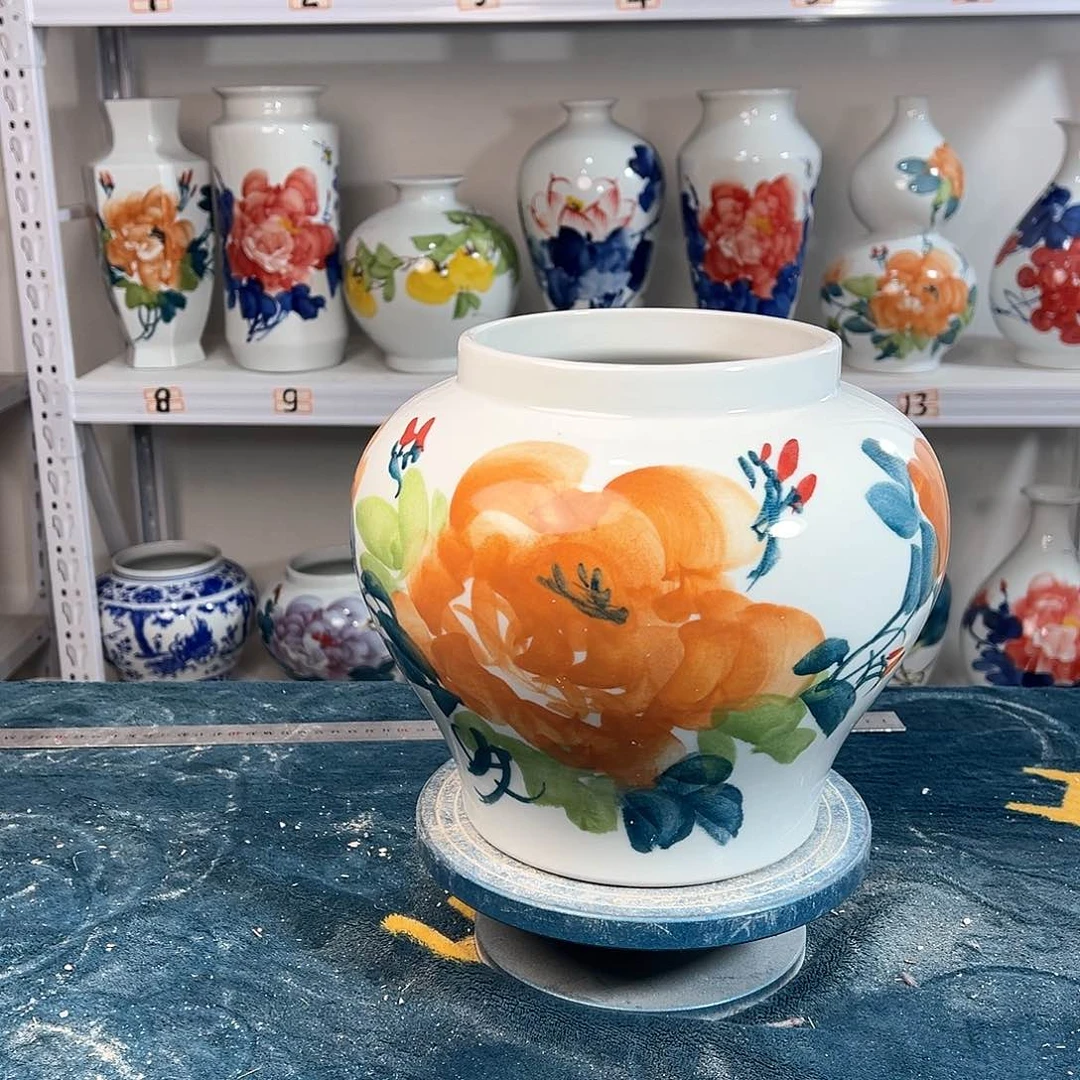 摆件景德镇陶瓷大口黄牡