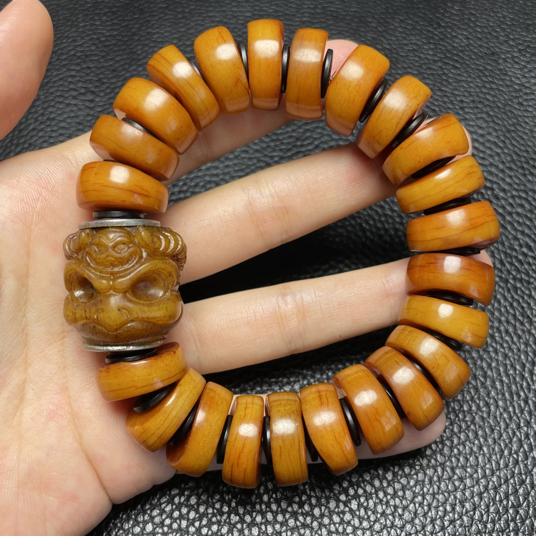 藏式复古老牦牛骨1.8随切厚切配驼骨大鹏款手串单圈文玩