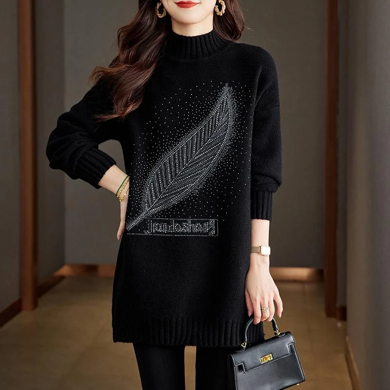 2024新款秋冬加厚半高领毛衣女欧洲站高级感超好看宽松慵懒针织衫