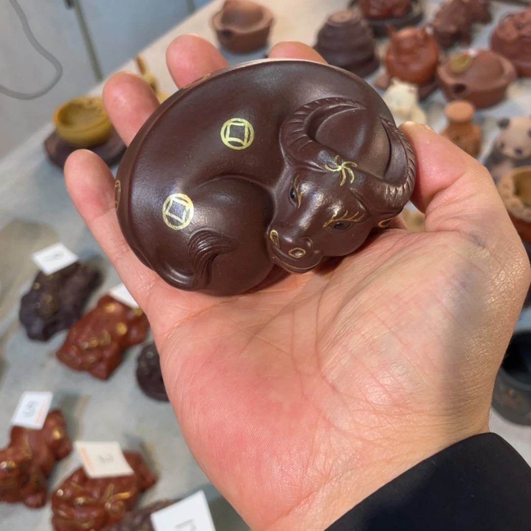 【闪购商品】紫砂茶宠销***丁四号描金牛