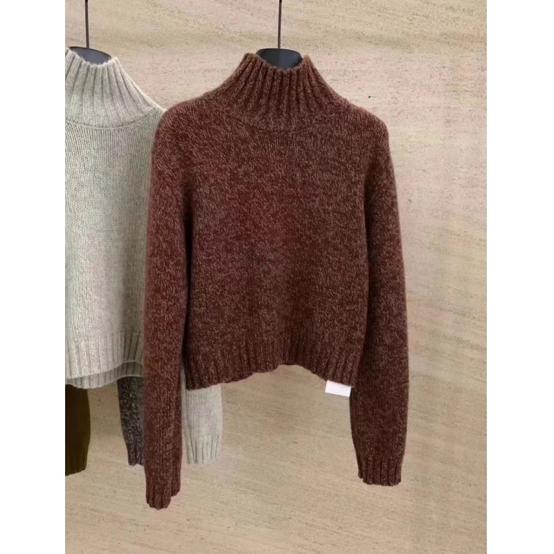 花纱高领针织衫毛衣基础秋冬加厚套头针织衫女