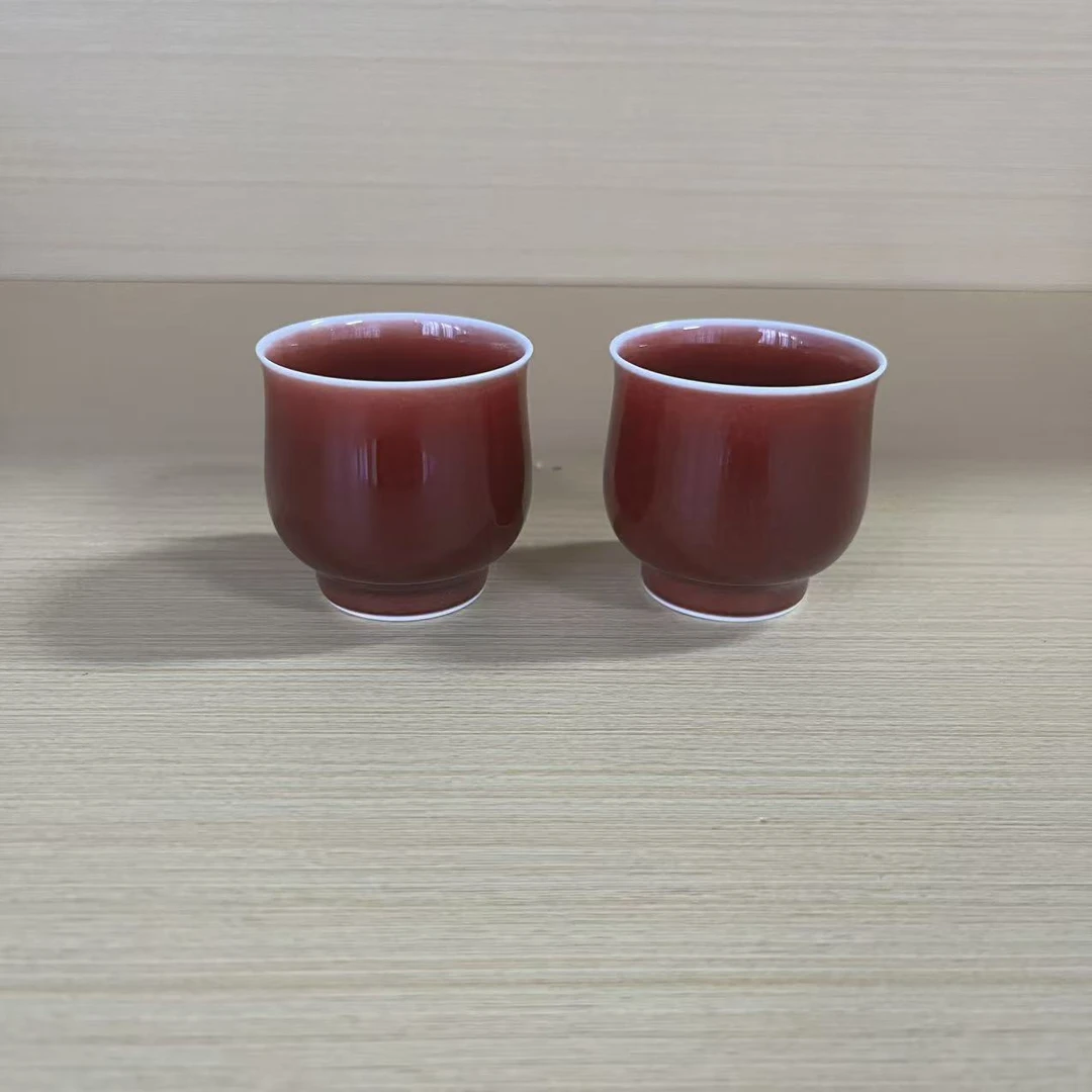 景德镇陶瓷郎红小铃铛杯一对