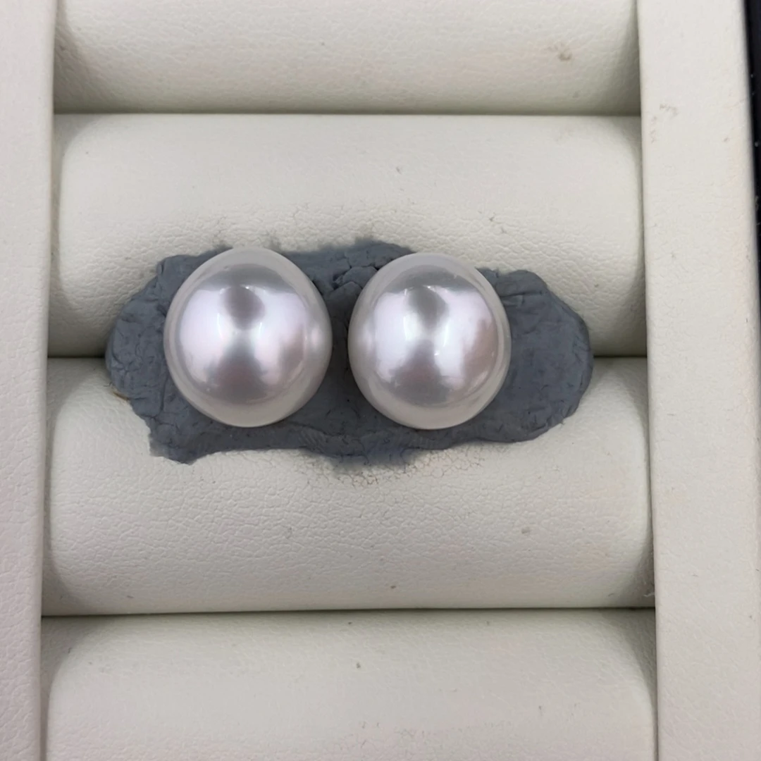 未镶嵌海水珍珠耳饰12-13mm澳白对珠40
