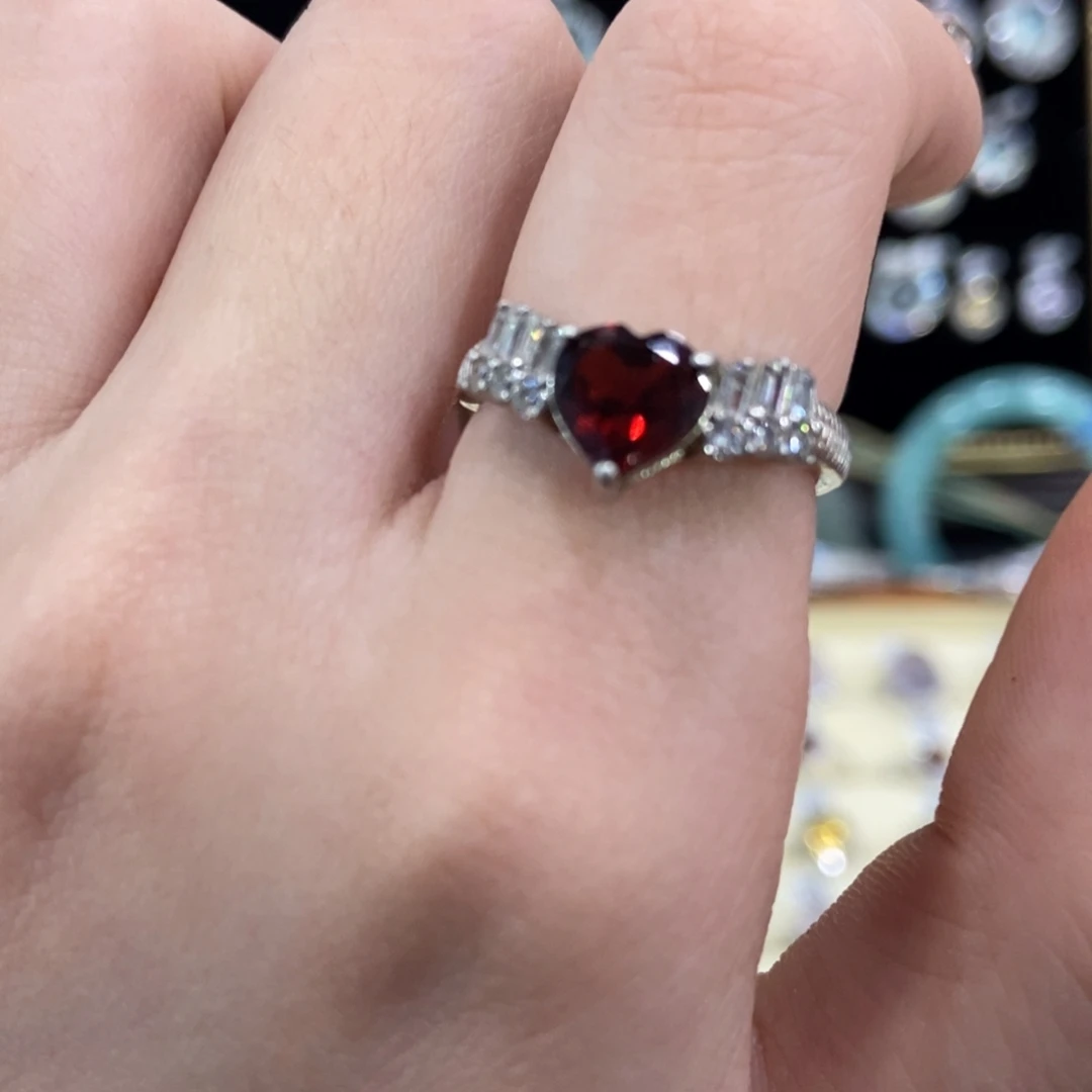 石榴石戒指银S925镶嵌