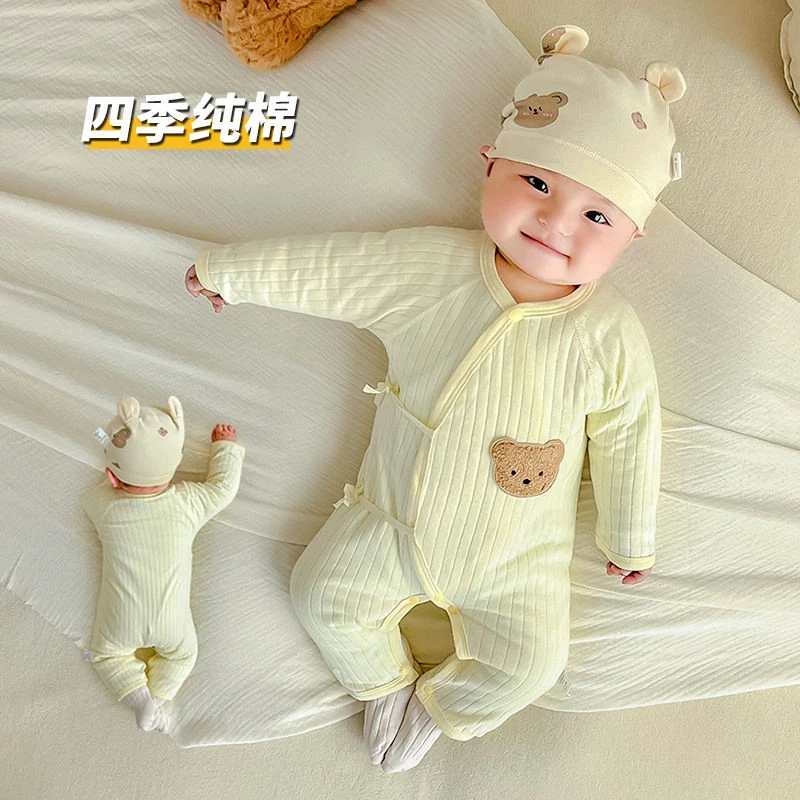 婴儿衣服连体衣夏季纯棉无骨哈衣打底新生儿衣服初生和尚服睡衣