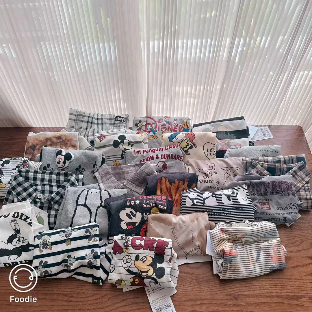 【季末清版福袋 R201】25年男女童夏季黑白灰清版短袖上衣五件组合