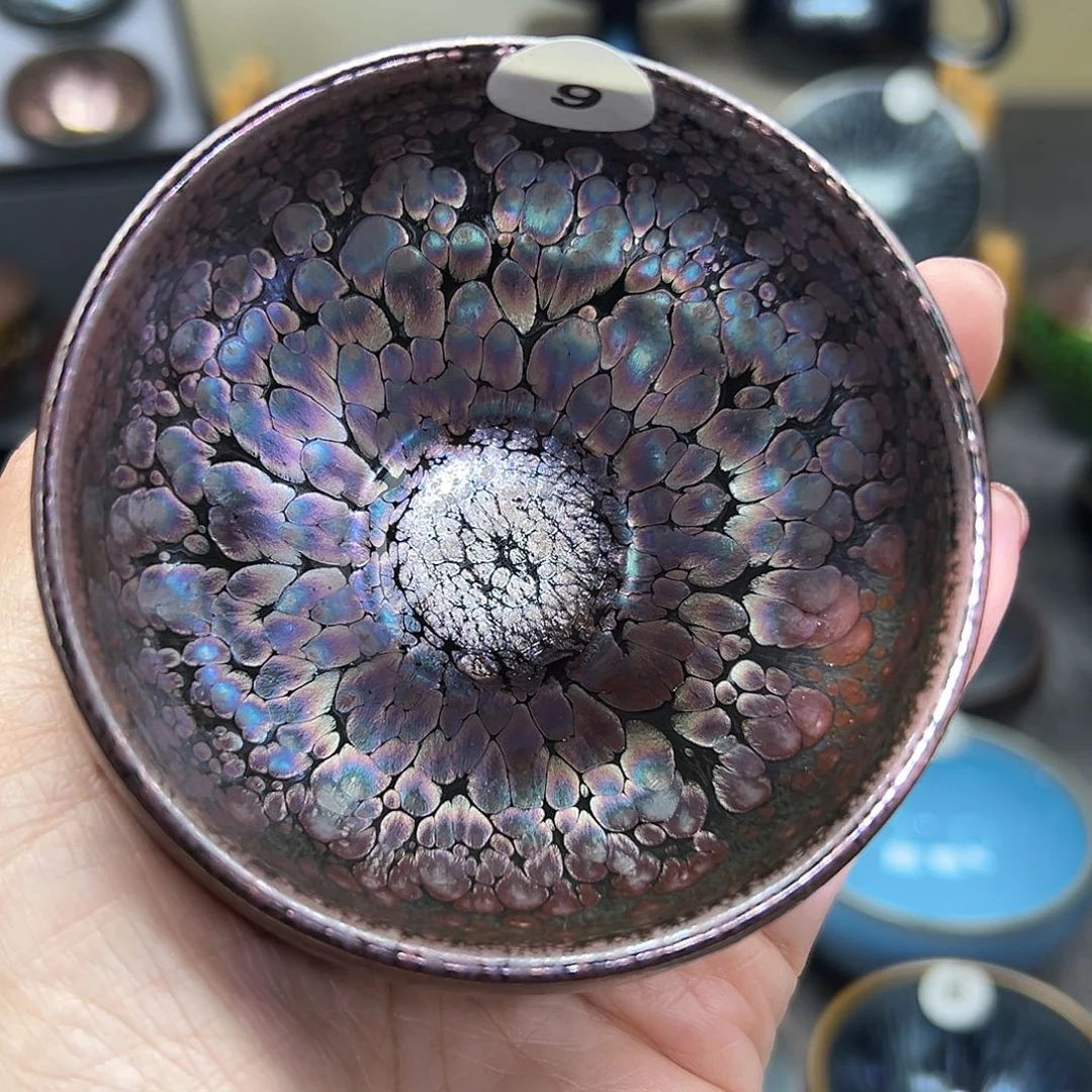 茶盏彩金釉滴波体