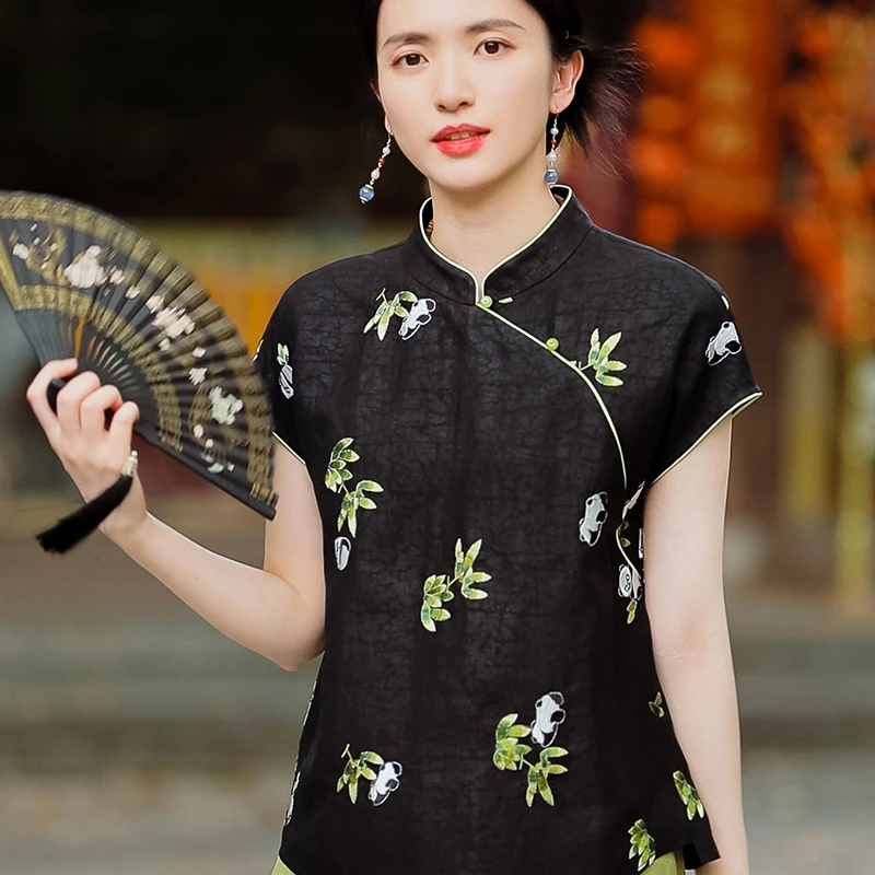 复古日记“春晓”两件套！老料香云纱旗袍上衣+红云纱二经绞罗气球裤